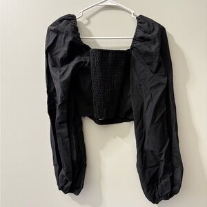 & Other‎ Stories Cropped Top Black Puff Sleeve